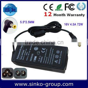 100 240V 50 60HZ Laptop AC Adapter For Lenovo 16V 4.5A 72W 5.5*2.5MM