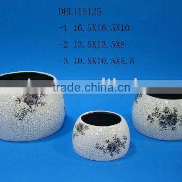 Ceramic crackleware flower pot