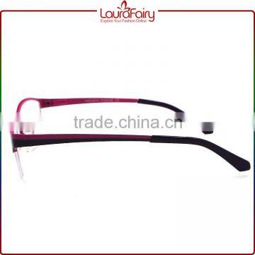 Laura Fairy Stylish Lady Pink Black Semirim Metal Optical Frame For Wholesale photo-3