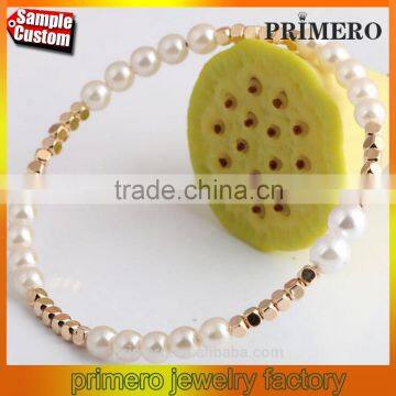 New Women Pearl Bangles Rose Gold Plated Charm Bracelets Fashion Jewelry