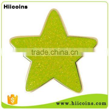 Made In China Star Shaped Lapel Pin Badge With Glitter