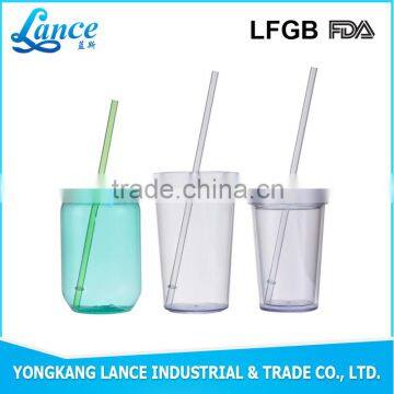 Fashion customized plastic cup with straw plastic jelly cup