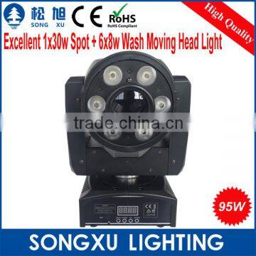 Wash Moving Head Light, 30W Spot with 6x8w LED Wash Moving Head, DJ Disco Led Wash Stage light