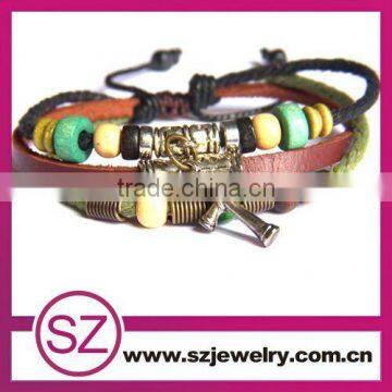 2013 Hot sale leather cross bracelets wholesale