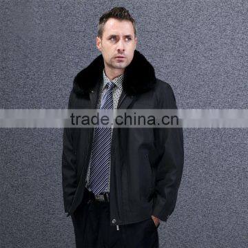 Removeable real fur collar men's leisure jacket