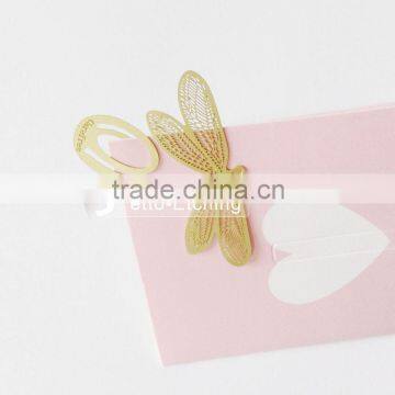 European Style Brass Etched Dragonfly Bookmark With Hook