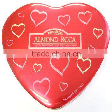 China manufature red heart shape wedding candy Tin Box