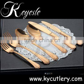 gold flatware, gold plated flatware wholesale, copper cutlery