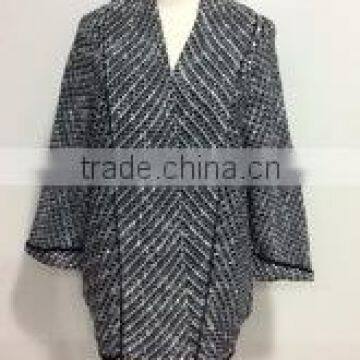 black and white Ladies diagonals knitting outwear Cardigan, sweater