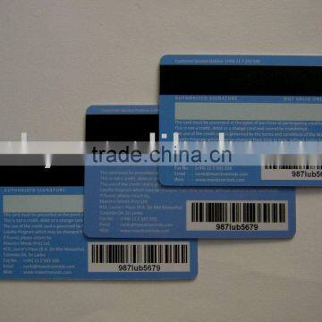 Credit card size barcode & signature panel magnetic strip membership card