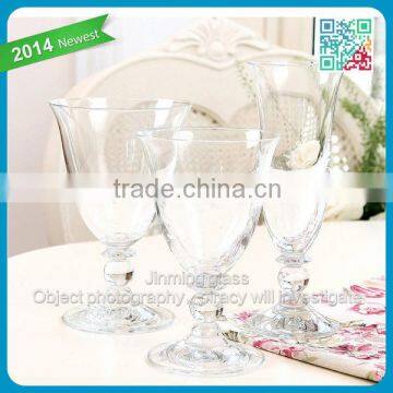 3pcs One Set Clear Glass Cups Thick Stem Goblet Glass Stemware