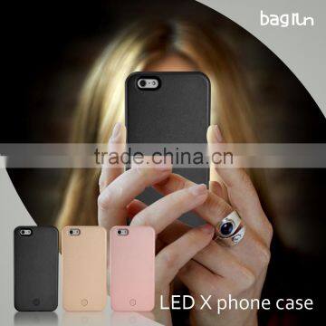 Selfie no lumee logo led light phone case for iphone with ios cable charging battery customerzied logo & color