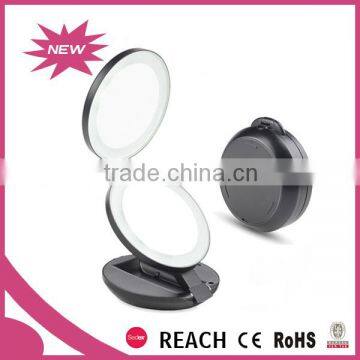 Decorative desktop LED Lighted foldable magnifying mirror make up