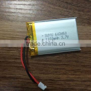 603450 3.7V 1100MAH li-polymer rechargeable battery with pcb and wire and connector smart rechargeable li-polymer battery