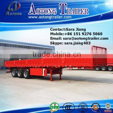 Brand new tri axle 30-60 tons 40 feet flatbed type side wall open bulk cargo trailer/drop side semi trailer(twist lock optional)