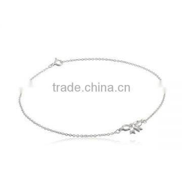 Sterling Silver Bow Cable Chain Anklet Bracelet