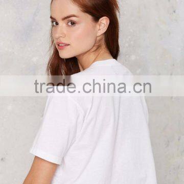 White Color Cool Cropped Sequin Tee Short Sleeve Custom Crop Top Women