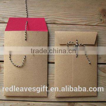 Paper kraft string tie envelope, decorative handmade envelope