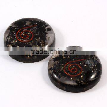 Healing Energy Disc Of Black Tourmaline Stone With Copper Coil