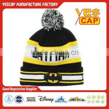 custom 100% acrylic pom pom knitted beanie hat