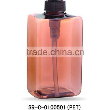 2015 hot big amber plastic body lotion bottle pump sprayer bottle shampoo