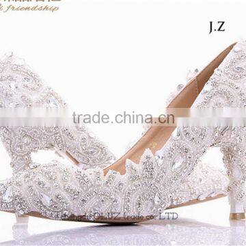 OW24 fashion crystal mid heel wedding shoes, pointed wedding shoes