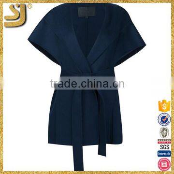 Hot selling wool trim hooded down coat, navy blue women jacket