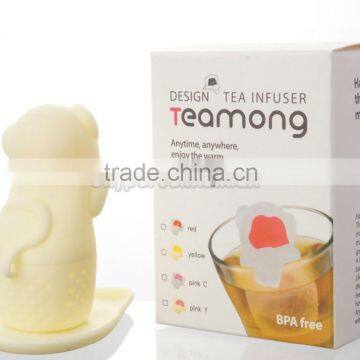 Ivory Yellow Cute Monkey Silicone Tea Infuser with Drip Tray