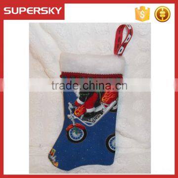 V-289 Santa claus on motorgcle christmas stocking gift decoration christmas hanging ornaments