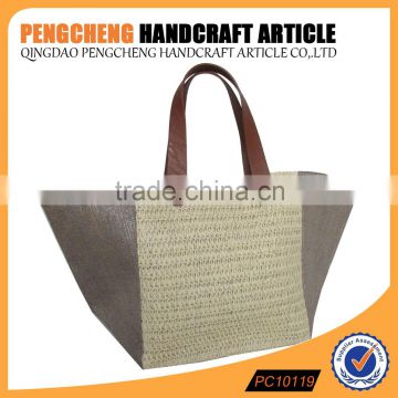 Tote crochet with paper straw bags nature color hot sale