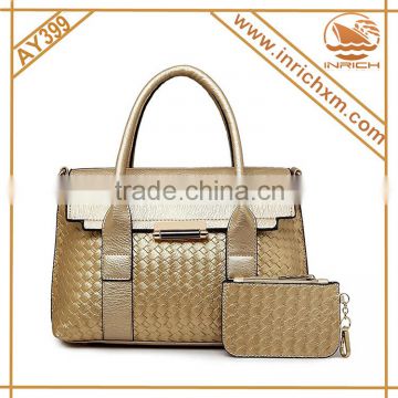 2016 China Wholesale Knitted PU Handbag And Purse Set