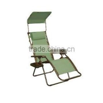 Gravity Free Folding Recliner with Sun Shade and Drink Tray