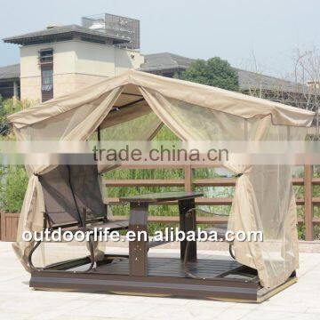 Deluxe garden canopy swing hammock with table