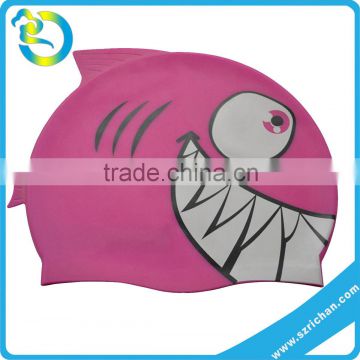 Fashionable Best Quality silicone rubber customized printed waterproof novelty animal shark swimming cap