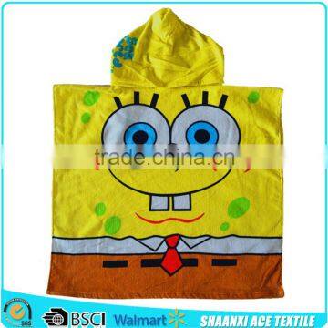 Lovely Sponge cartoon kids favorte cartoon printed kids hooded towel