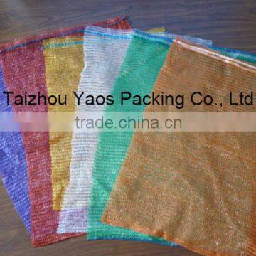 PE raschel knitted plastic mesh bag onion orange potato mesh bag