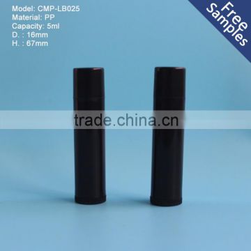 Black 5ml plastic cylinder lip balm container