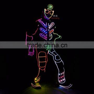 dmx light up suit, skeleton dance costume