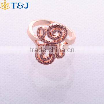 New Design Sale Top Rose Gold Plated Flower Crystal Rings for Women//