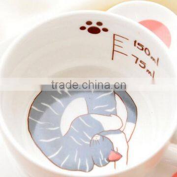 Creative Lovely Pussy Cat Ceramic Coffee Mug Set With Tea Tray, Promotional Pocelain Kitty Series of 2-piece Suit photo-6