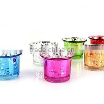 colorful electroplate mini glass candle cup holder