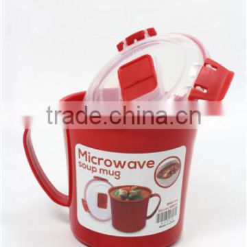 Red color plastic soup mugs for the microwave oven