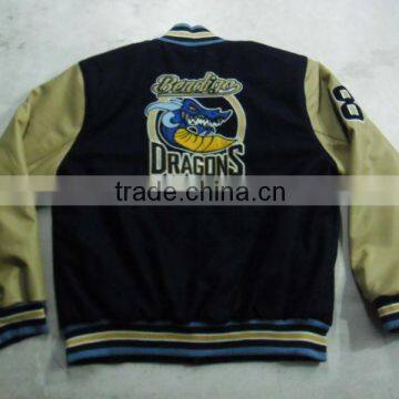 Custom embroidery Varsity Jacket with leather sleeves