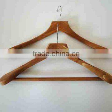 Round Shoulder Cedar Garment Hanger with Fixed Bar, Cedar Fresh, wooden hangers