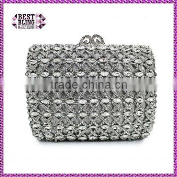 silver clutch evening bag bridal wedding handbags fancy ladies purse (88164A-S)