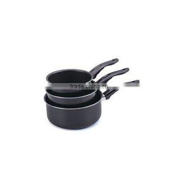 3pcs aluminum non-stick sauce pan set with Turn up hem