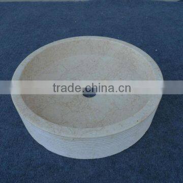Galala Beige Marble Round Vessel Sink photo-3