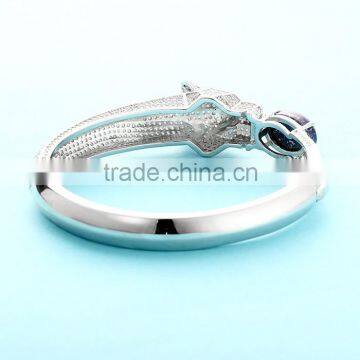 925 Sterling Silver Fashion Lapis Lion Head Bangle Bracelet SBG763W photo-6