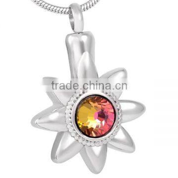 SRP8097 Top Selling Products 2015 Sunflowers Pendant Urns For Ashes Stainless Steel Cremation Jewelry