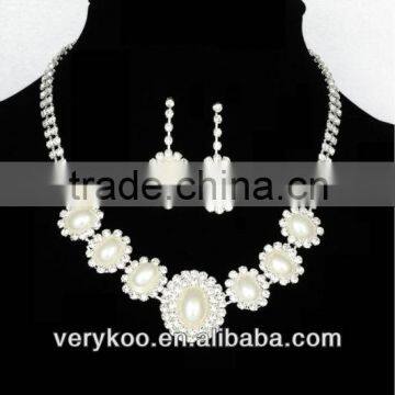 Cheap wholesale rhinestone crystal pearl wedding bridal accessories fashion jewelry sets JS-00181